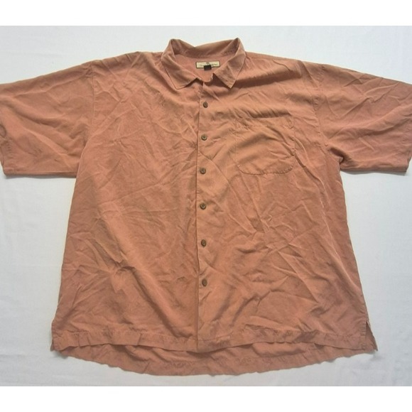 Tommy Bahama Other - Tommy Bahama men's peach 100% Silk short sleeve button up shirt XXL